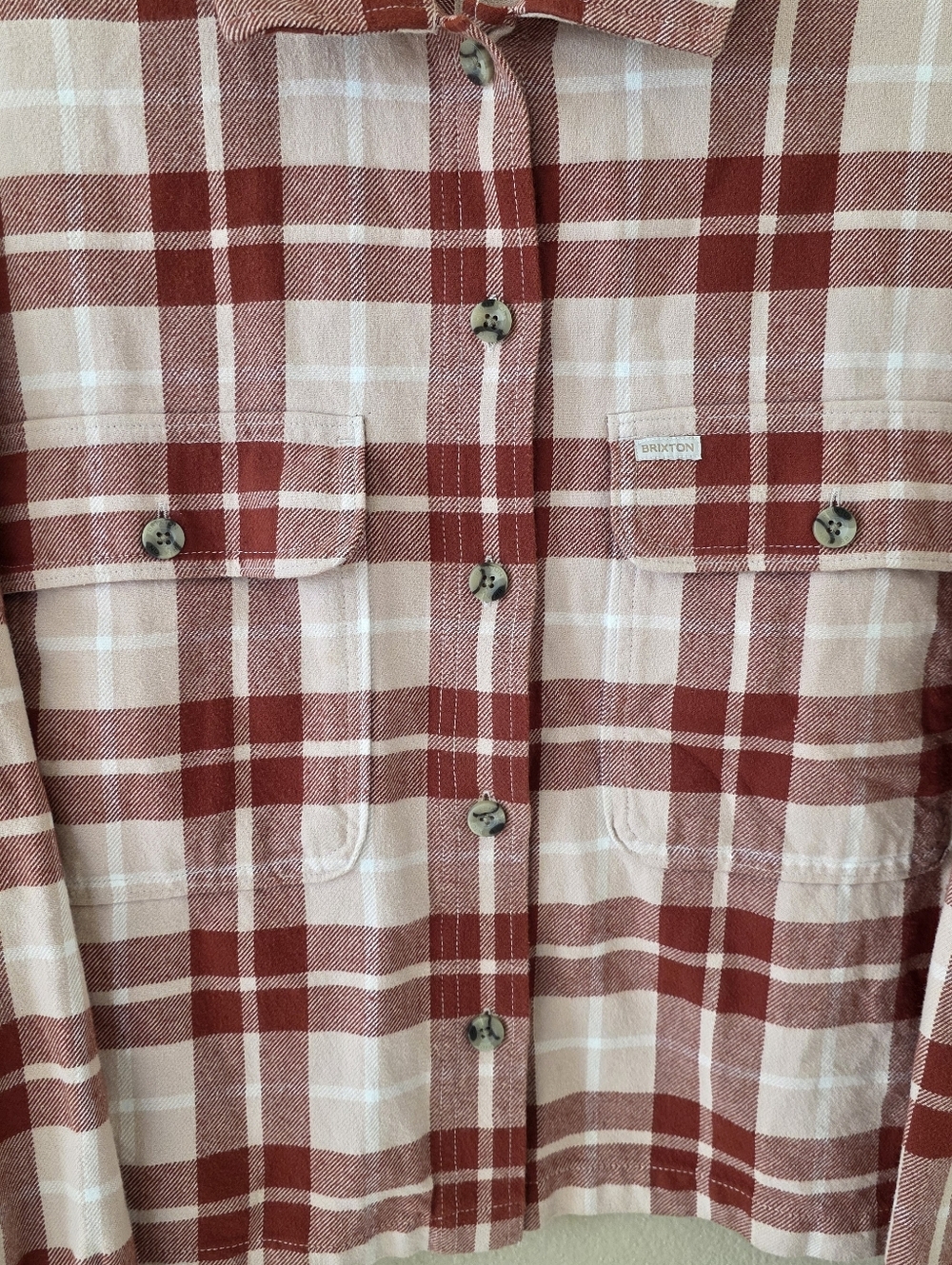 Brixton Womens Rose Dust Bowery Flannel Shirt - Size Small - Picture 4 of 9